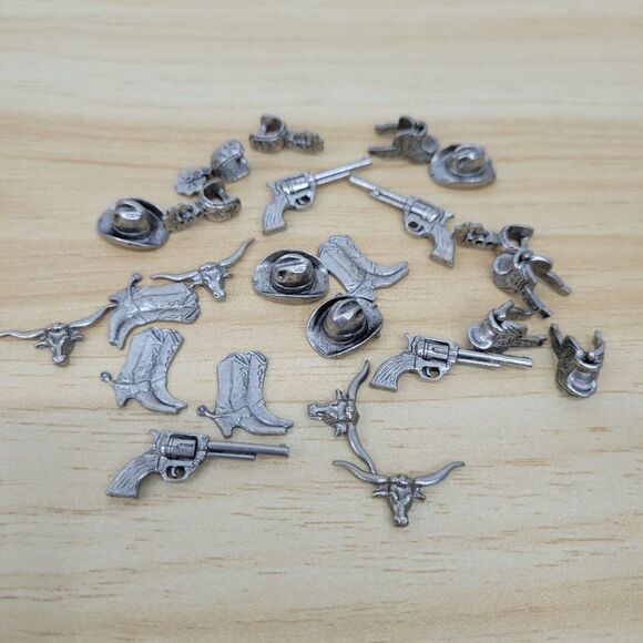 Parker Brothers 1970's Silver Tone Western Game Pieces - Picture 2 of 8